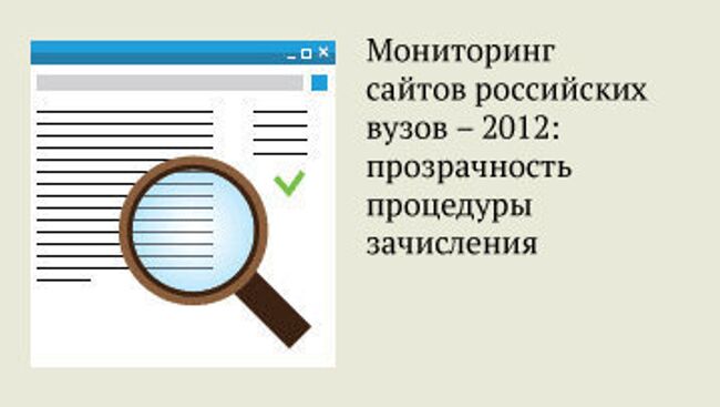 Мониторинг сайтов российских вузов - 2012: прозрачность процедуры зачисления