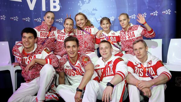 Спортсмены сборной России по спортивной гимнастике