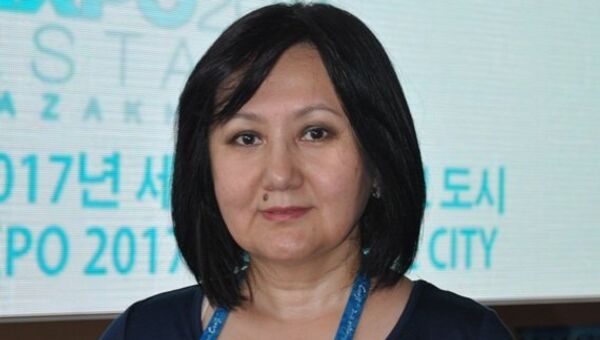 Замдиректора департамента внешней экономической политики МИД Казахстана, спецпредставитель по продвижению заявки Астаны на проведение ЭКСПО-2017 Гаухар Бейсеева.