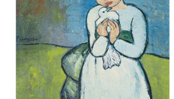 Пабло Пикассо. Девочка с голубем. 1901 г.