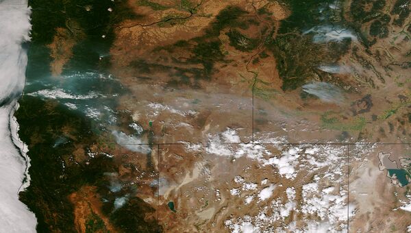 Лесные пожары в Калифорниии. Снимок со спутника