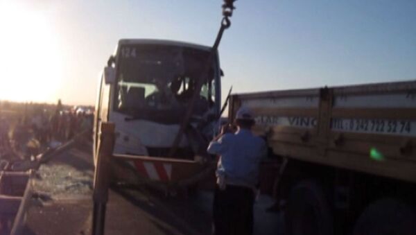 Кадры с места аварии автобуса с российскими туристами в Турции