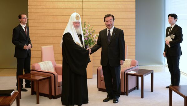 Патриарх Московский и всея Руси Кирилл и премьер-министр Японии Есихико Нода