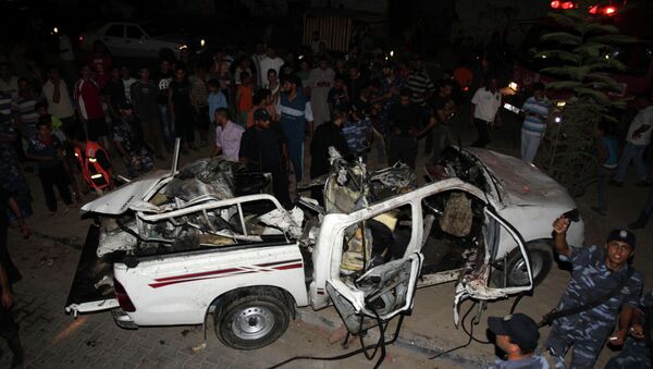 Последствия бомбардировки по южному городу Рафах на юге сектора Газа