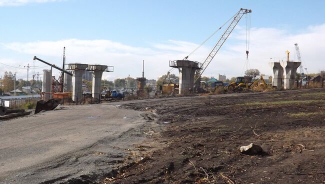 Новосибирск  мост стройки дорога автомобили