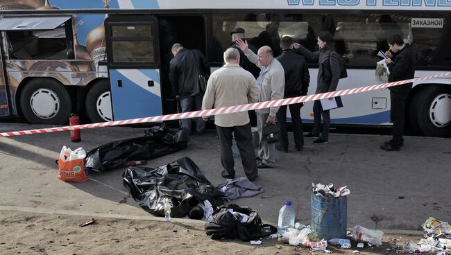 Пожар в автобусе в центре Москвы