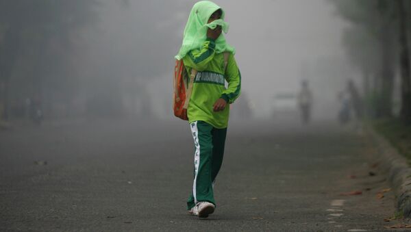 Дым от вулкана в Индонезии