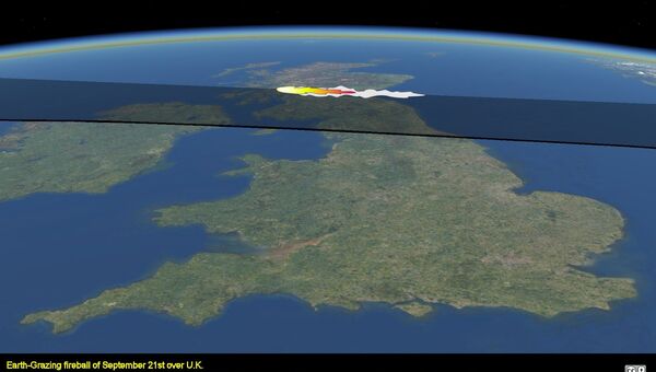 Компьютерная симуляция полета болида над Британией 21 сентября 2012 года