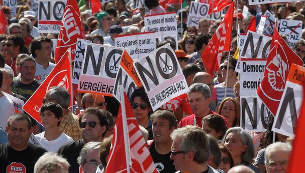 Антиправительственная демонстрация в Мадриде, Испания