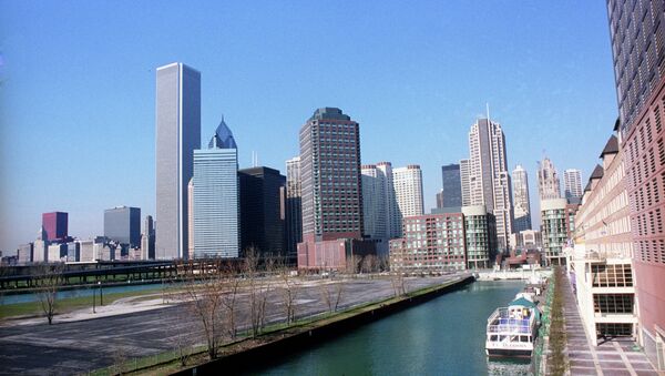 Панорама города Чикаго. Архив