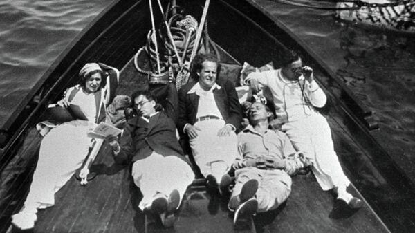 Sergei Eisenstein resting on Charlie Chaplin's yacht