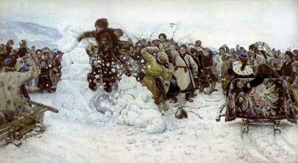 Репродукция картины В. И. Сурикова Взятие снежного городка