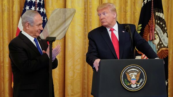 Президент США Дональд Трамп и премьер-министр Израиля Биньямин Нетаньяху во время совместной пресс-конференции в Вашингтоне
