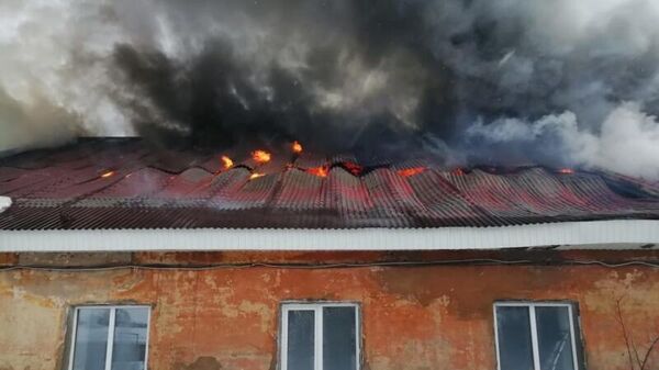Пожар на территории гимназии №7 в Бугульме, Республика Татарстан. 29 января 2020