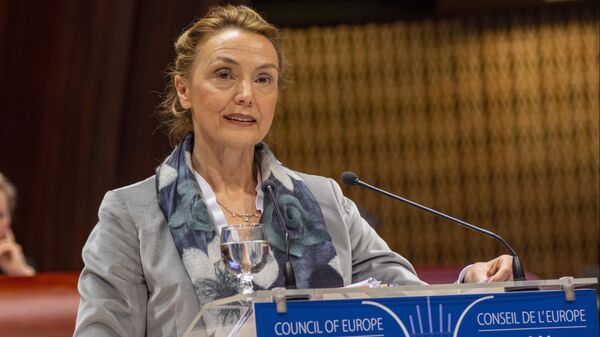 Генеральный секретарь Совета Европы Мария Пейчинович-Бурич выступает на зимней сессии Парламентской ассамблеи Совета Европы