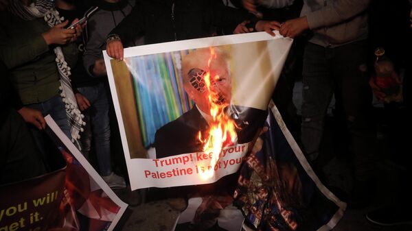 Акция протеста против плана палестино-израильского урегулирования