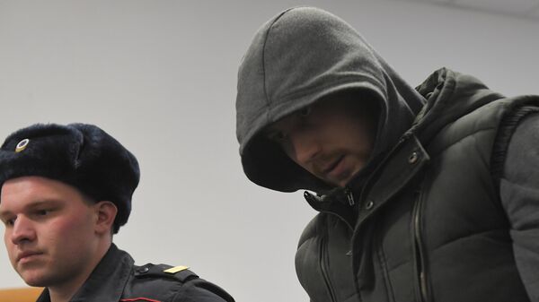 Бывший сотрудник полиции Максим Уметбаев перед началом заседания Басманного суда города Москвы. 30 января 2020