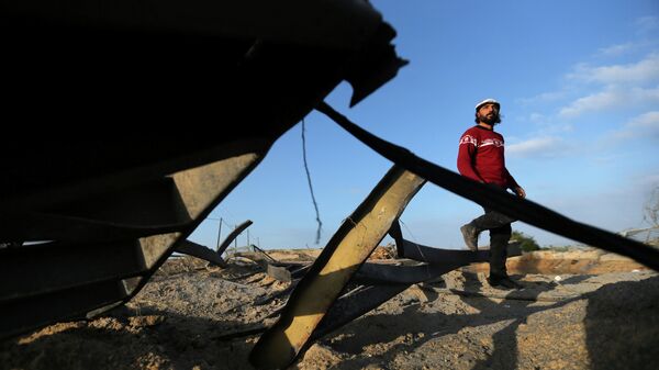 Разрушения на месте израильского авиаудара в южной части сектора Газа. 31 января 2020