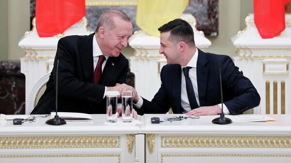 Президент Украины Владимир Зеленский и президент Турции Реджеп Тайип Эрдоган на пресс-конференции в Киеве 