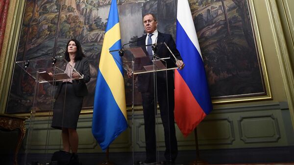 Министр иностранных дел РФ Сергей Лавров и министр иностранных дел Швеции Анн Линде на пресс-конференции по итогам встречи в Москве. 4 февраля 2020