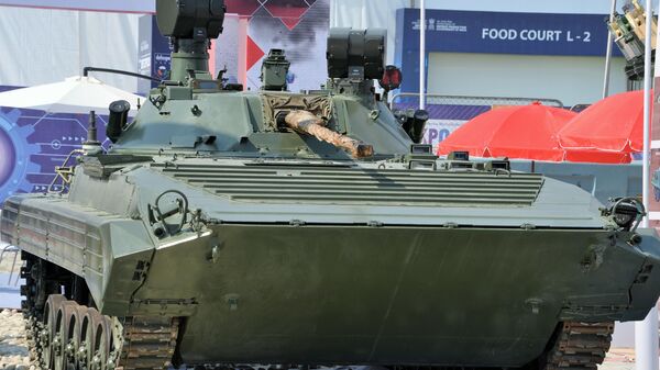 Модернизированная боевая машина пехоты БМП-2М на 11-ой международной выставке оборонной промышленности Defexpo India 2020