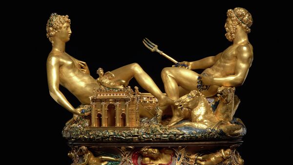 Золотая солонка Салиера. Бенвенуто Челлини. 1540-1543