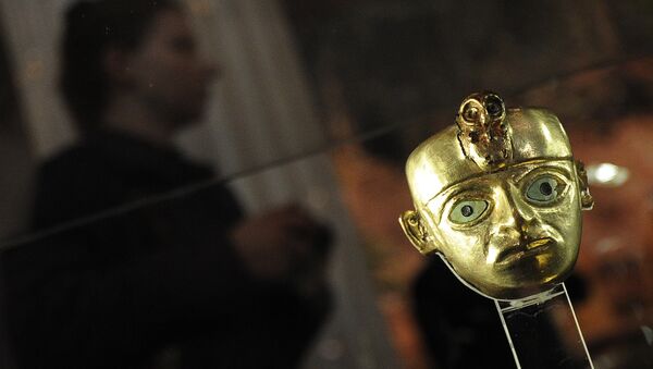 Экспонат выставки 1000 лет золота инков в Государственном музее изобразительных искусств имени А.С. Пушкина