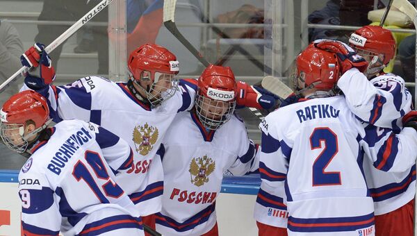 Игроки юниорской сборной России по хоккею с шайбой. Архивное фото