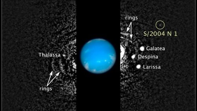 Местонахождение нового спутника Нептуна на снимке Хаббла