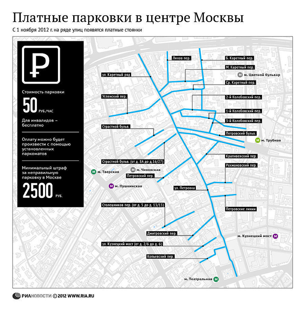 Платные парковки в центре Москве