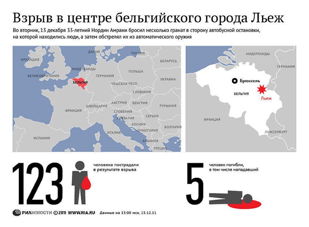 Взрыв в центре бельгийского города Льеж