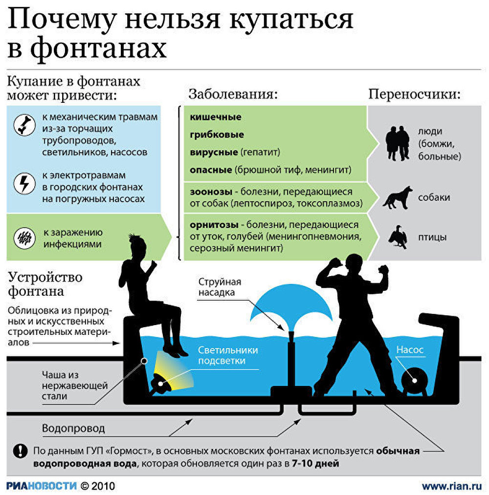 Почему нельзя купаться в городских фонтанах