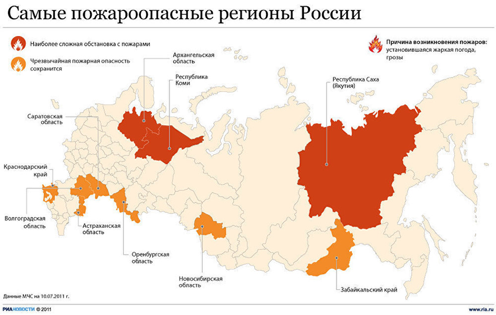 Самые пожароопасные регионы РФ