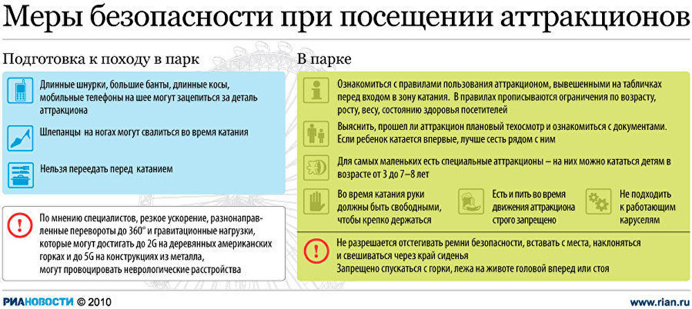 Меры безопасности при посещении аттракционов