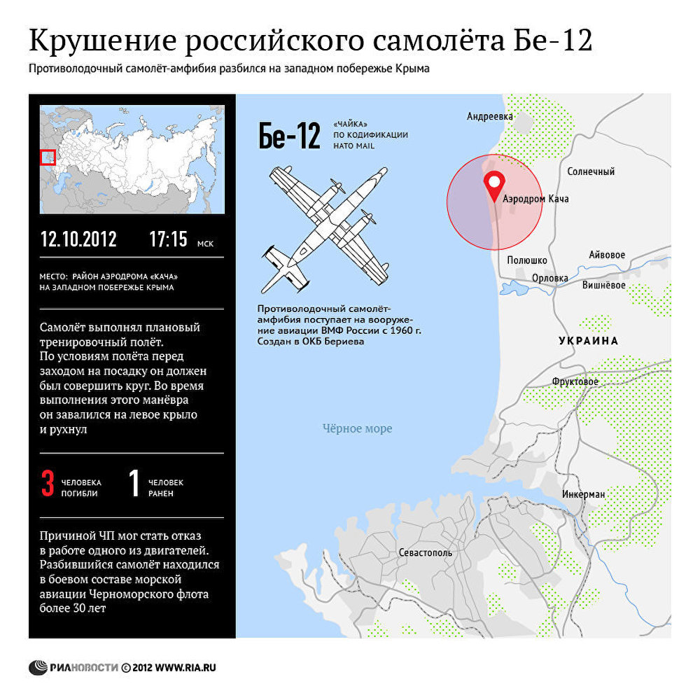 Крушение российского  самолета Бе-12 на Украине