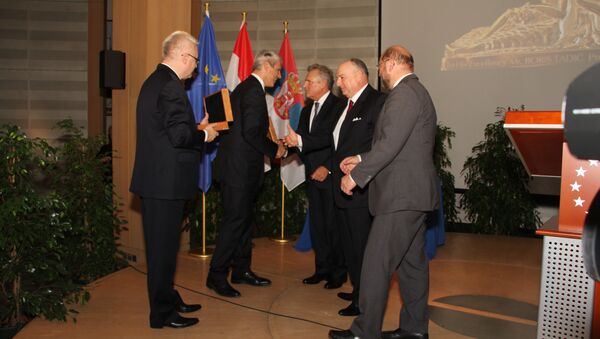 Во время вручения Европейской медали толерантности в Европарламенте