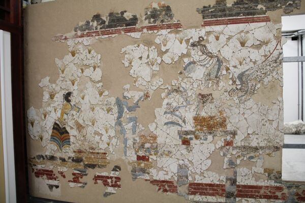 Восстановленная фреска на острове Санторин