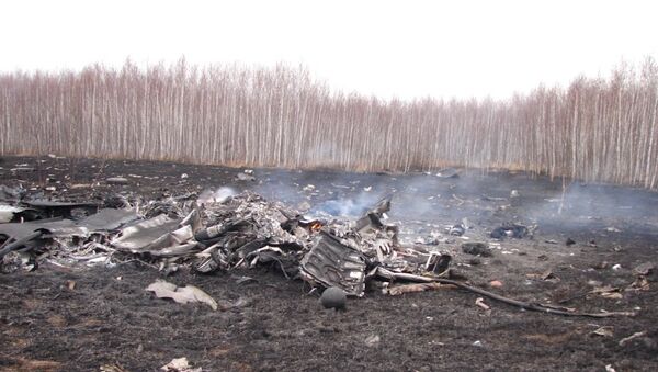 Фрагменты самолета Су-24, потерпевшего крушение в Челябинской области