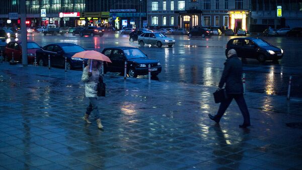 Ледяной дождь в центре Москвы 