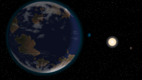 Потенциально обитаемая планета HD40307g и ее солнце глазами художника