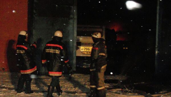 Пожар на транспортном предприятии в Омске