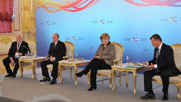 В.Путин и А.Меркель на XII форуме Петербургский диалог