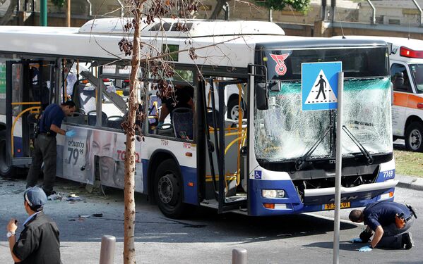 Автобус, взорвавшийся в центре Тель-Авива, Израиль