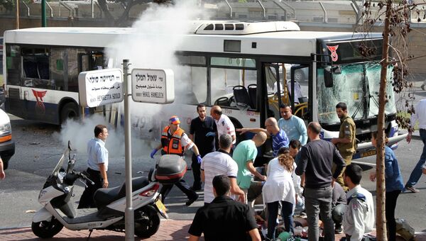 Автобус, взорвавшийся в центре Тель-Авива, Израиль
