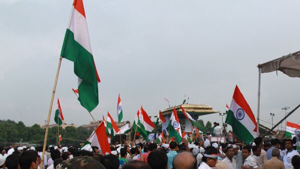 Демонстрация Движения против коррупции в Индии