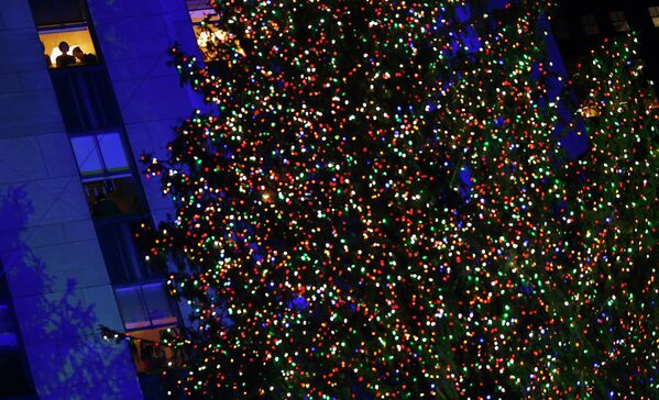 Рождественская елка на Рокфеллер-плаза в Нью-Йорке 