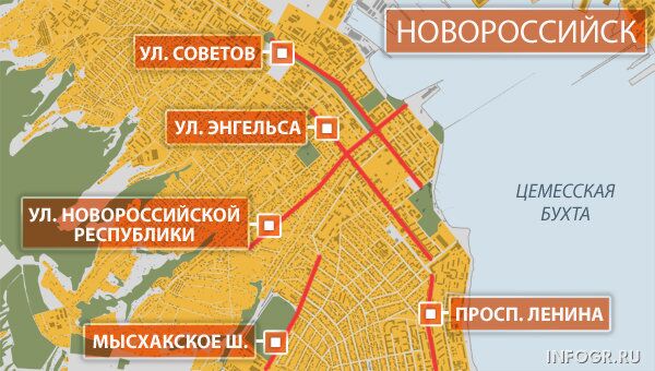 Карта Новороссийска, архивное фото