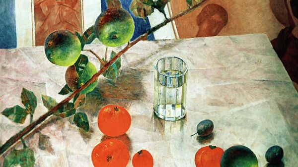 Картина К.Петрова-Водкина Натюрморт с яблоками. Архивное фото