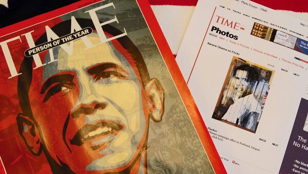 Обложка журнала Time с изображением Барака Обама как «Человек года» за 2008 год. Архив
