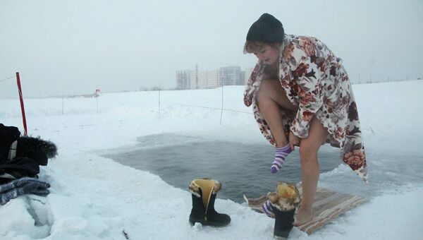 Моржи при 30-градусном морозе в Новосибирске
